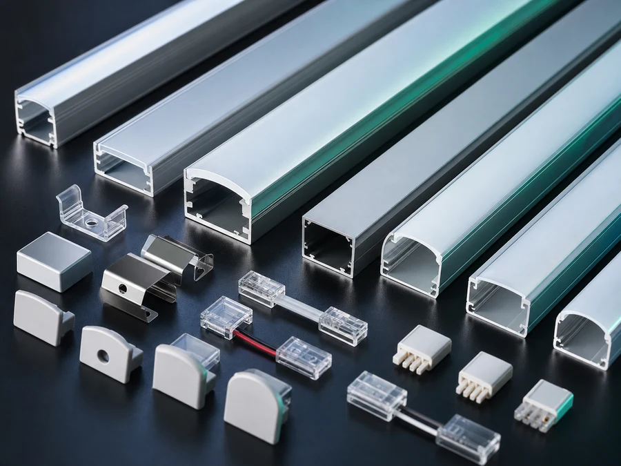LED profiles, diffusers and connectors