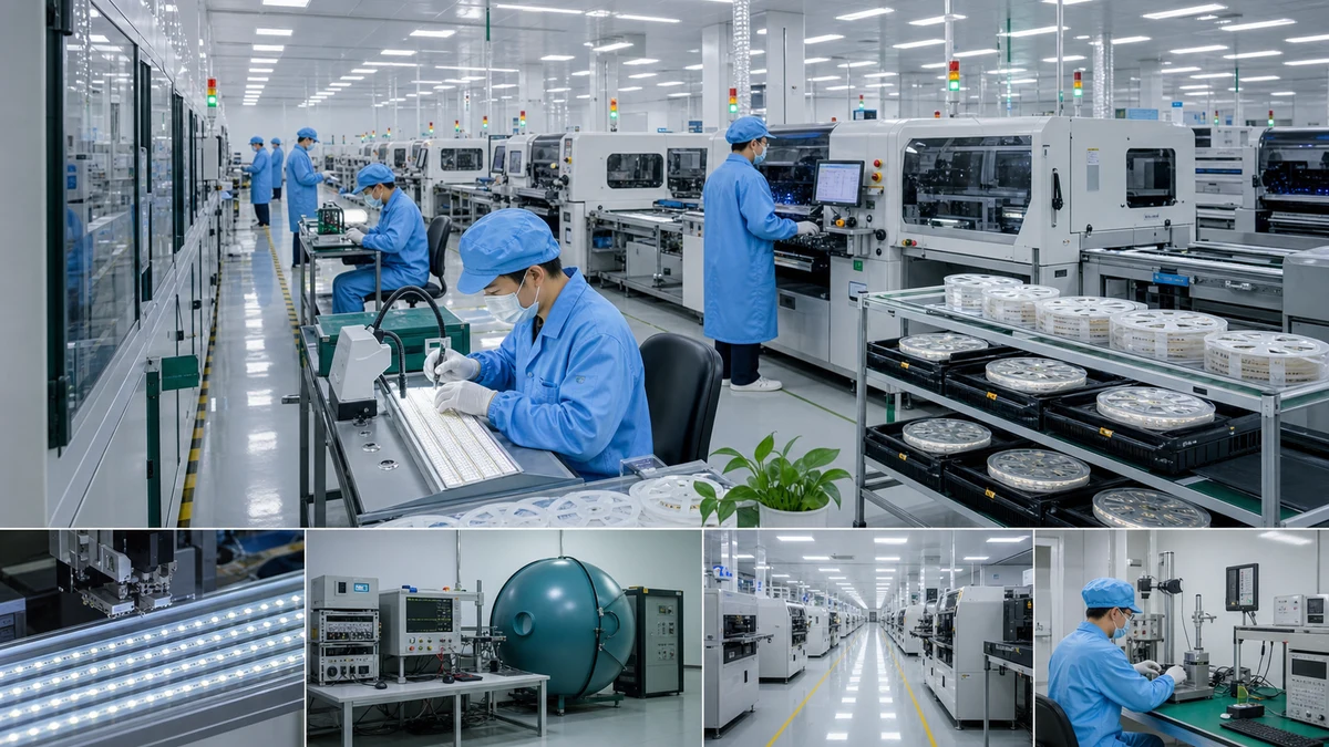 Modern LED lighting factory and quality assurance lab