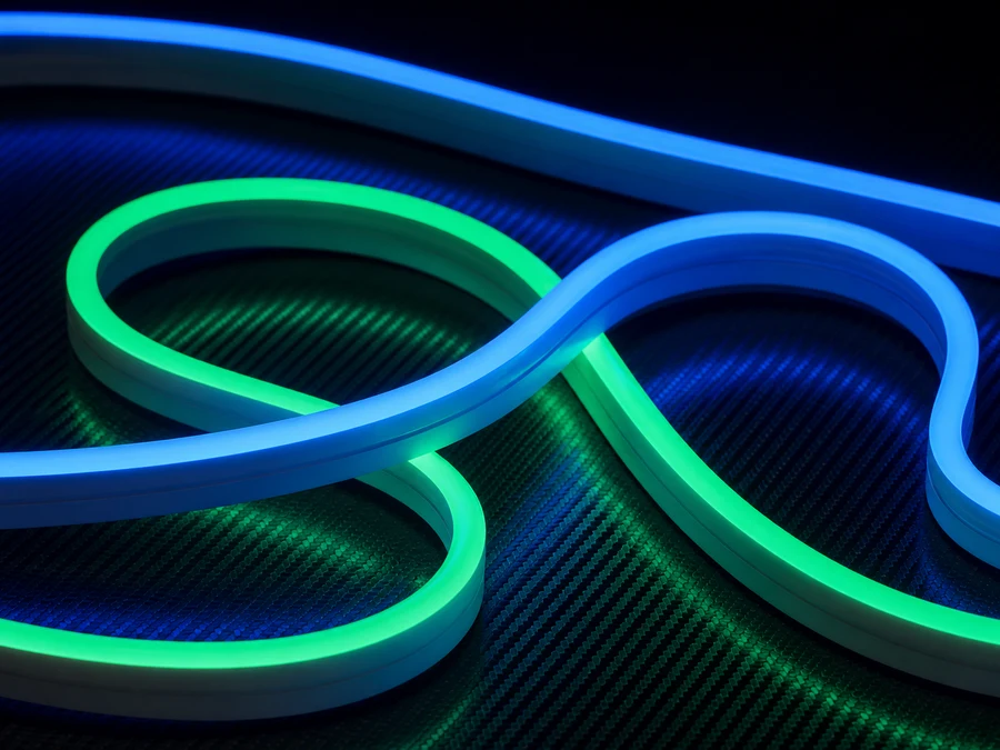 Blue and green flexible neon LED strips